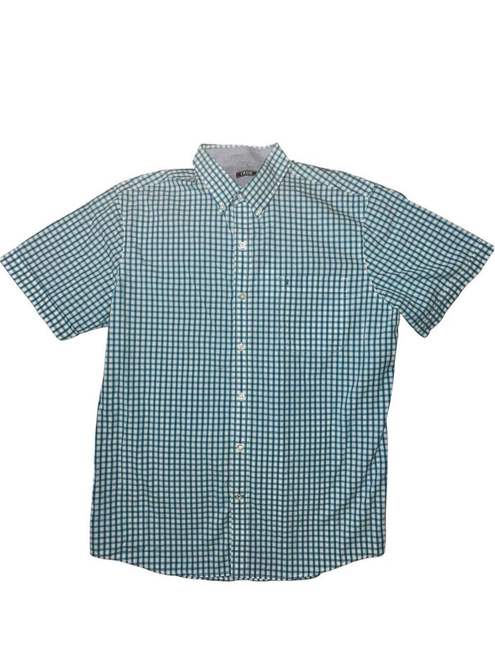 Izod Men's Short Sleeve Button Down Shirt XL Blue & White Plaid NWT